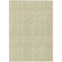 5' X 8' Light Green Damask Washable Non Skid Indoor Outdoor Area Rug