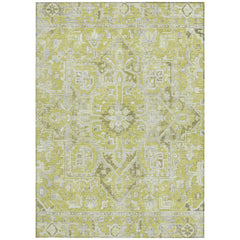 5' X 8' Artichoke Green Oriental Washable Non Skid Indoor Outdoor Area Rug