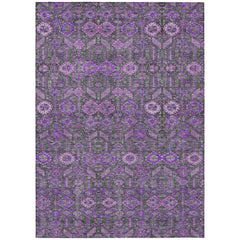 3' X 5' Purple and Green Floral Washable Non Skid Indoor Outdoor Area Rug