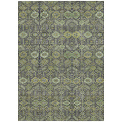 10' X 14' Blue and Green Floral Washable Non Skid Indoor Outdoor Area Rug