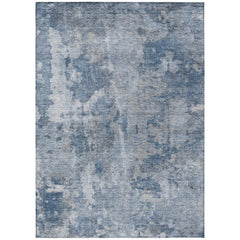 3' X 4' Blue Abstract Washable Non Skid Indoor Outdoor Area Rug
