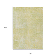 10' X 14' Gold Abstract Washable Non Skid Indoor Outdoor Area Rug