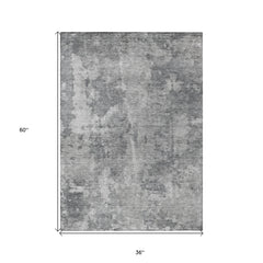 3' X 5' Gray Abstract Washable Non Skid Indoor Outdoor Area Rug