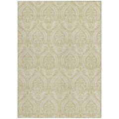 9' X 12' Light Green Damask Washable Non Skid Indoor Outdoor Area Rug