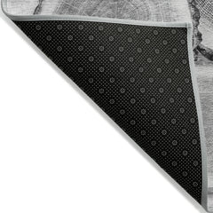 8' X 10' Gray and Black Faux Bois Washable Non Skid Indoor Outdoor Area Rug