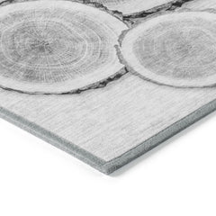 2' X 3' Gray and Black Faux Bois Washable Non Skid Indoor Outdoor Area Rug