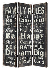 1 X 48 X 72 Multi Color Wood Canvas Family Rule Screen