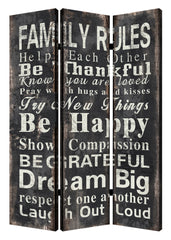 1 X 48 X 72 Multi Color Wood Canvas Family Rule Screen