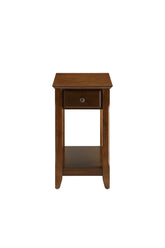 13" Brown Solid Wood Mirrored End Table
