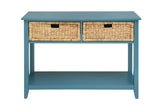 44" X 16" X 28" Teal Solid Wood Leg Console Table
