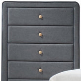 46" Light Gray Upholstery 5 Drawer Chest Dresser With Light Natural Legs