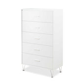 32" White Manufactured Wood Five Drawer Standard Chest