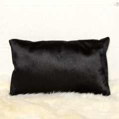 12" X 20" X 5" Black Cowhide Pillow 2 Pack