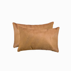 12" X 20" X 5" Tan Cowhide Pillow 2 Pack