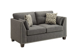 58" X 31" X 35" Light Charcoal Linen Loveseat