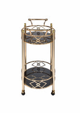 35" X 16" X 32" Gold Metal Serving Cart