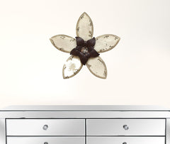 Antiqued Look Ivory And Espresso Metal Flower Wall Decor