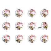 Floral White And Pink Set Of 12 Knobs
