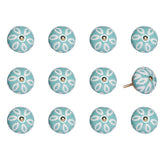 1.5" X 1.5" X 1.5" Turquoise White And Gold Knobs 12 Pack
