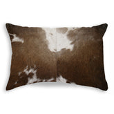 12" X 20" X 5" Chocolate And White Torino Kobe Cowhide Pillow