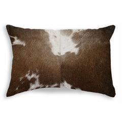12" X 20" X 5" Chocolate And White Torino Kobe Cowhide Pillow