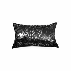 12" X 20" X 5" Modern Silver And Black Torino Kobe Cowhide Pillow