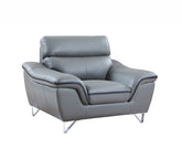 Leather Match Solid Color Pillow Top Arms Silver Legs