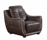 Leather Match Solid Color Flared Arms Club Chair Brown Legs