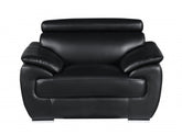 114" Captivating Black Leather Sofa Set