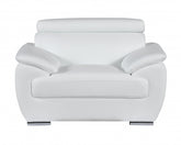 114" Captivating White Leather Sofa Set