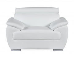 114" Captivating White Leather Sofa Set