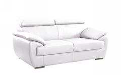 32" To 38" Captivating White Leather Loveseat