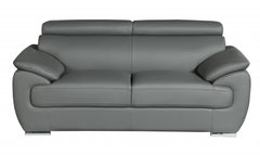 32" To 38" Captivating Gray Leather Loveseat