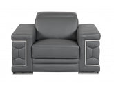 114" Sturdy Dark Grey Leather Sofa Set