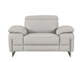 93" Tasteful Light Grey Leather Sofa Set