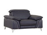 31" Navy Blue Genuine Italian Leather Chair