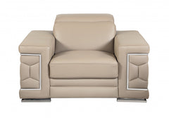 114" Modern Beige Leather Sofa Set