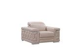 47" Beige And Silver Faux Leather Club Chair