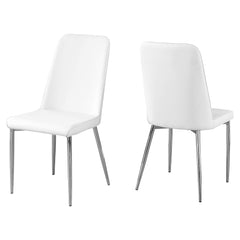 33" X 36" X 74" White Foam Metal Leather Look Dining Chairs 2Pcs