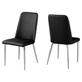 33" X 36" X 74" Black Leather Look Foam Dining Chairs With Metal Base Set Of 2