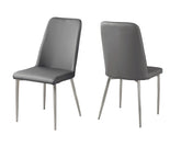 33" X 36" X 74" Grey Foam Metal Leather Look Dining Chairs 2Pcs