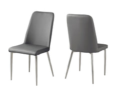 33" X 36" X 74" Grey Foam Metal Leather Look Dining Chairs 2Pcs