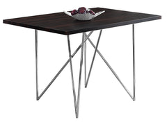31.5" X 47.5" X 30" Cappuccino Hollow Core Particle Board Metal Dining Table
