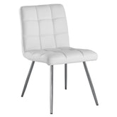 47" X 37" X 63" White Foam Metal Polyurethane Leather Look Dining Chairs 2Pcs