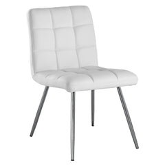 47" X 37" X 63" White Foam Metal Polyurethane Leather Look Dining Chairs 2Pcs