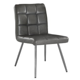 47" X 37" X 63" Grey Foam Metal Polyurethane Leather Look Dining Chairs 2Pcs