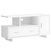 15.5" X 47.25" X 23.75" White Particle Board Hollow Core TV Stand With Storage