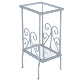 30" Silver And Clear Glass End Table With Shelf