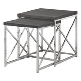 37.25" X 37.25" X 40.5" Grey Particle Board Metal 2Pcs Nesting Table Set