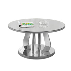 36" X 36" X 18" Silver - Coffee Table With A Mirror Top